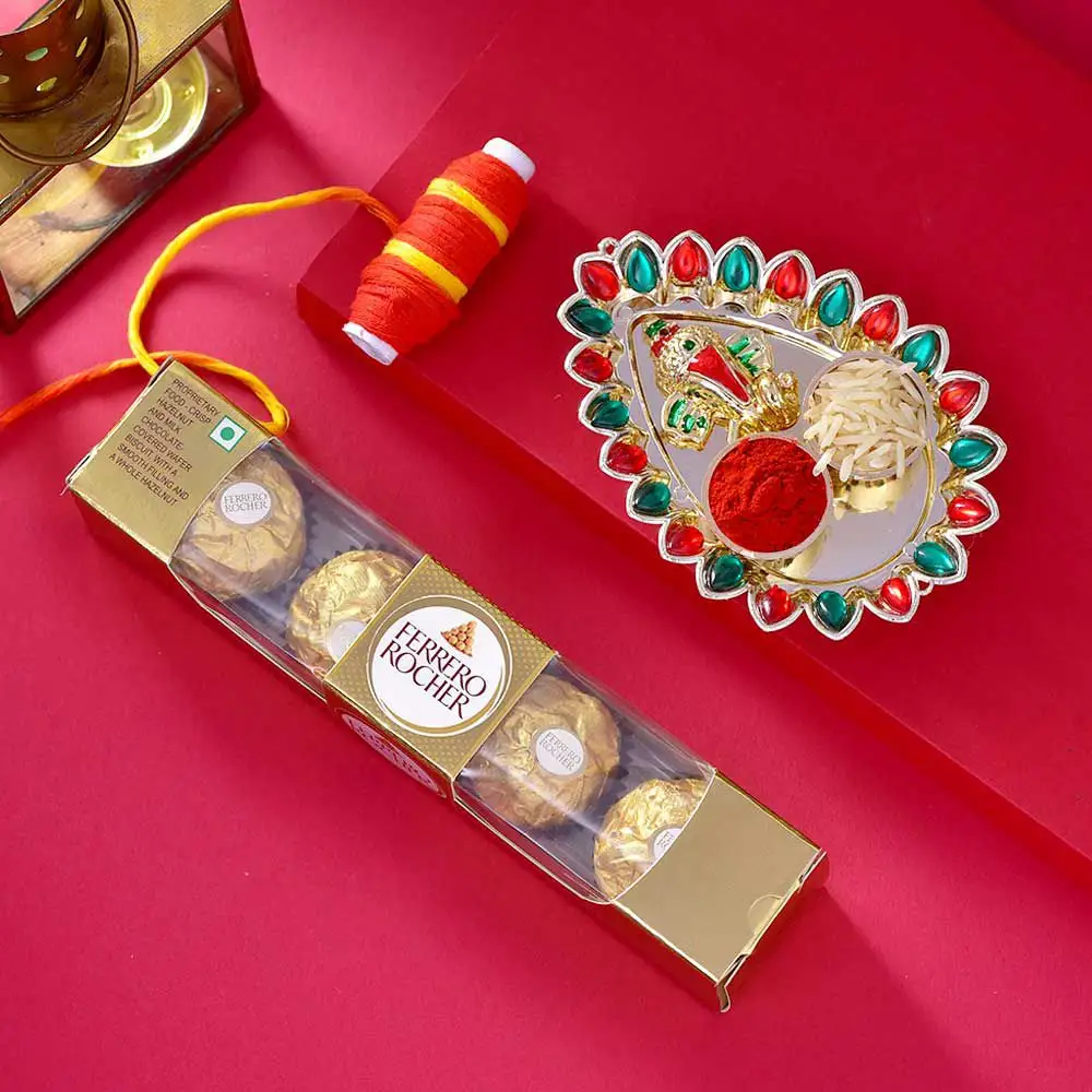 Deliver wholesome explosion of taste chocolate arrangement with free 4  rakhis and roli tilak chawal to Bangalore Today, Free Shipping - redblooms