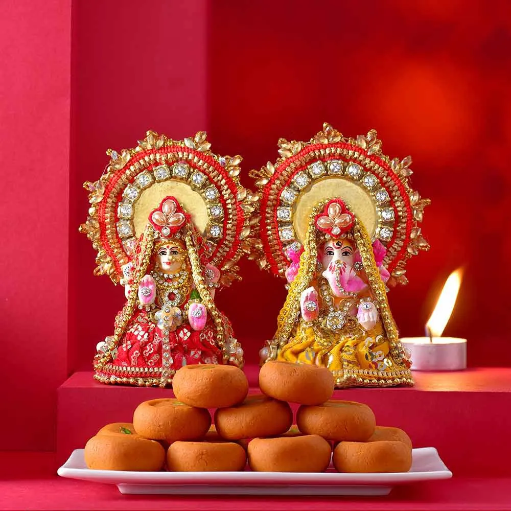 Sweet Traditions  Lakshmi Ganesha  N  Kesar Peda Combo