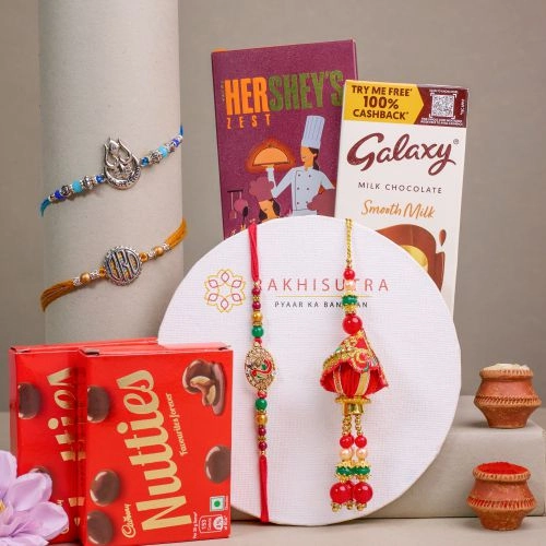 Classic Family Rakhi Set N Chocolate Galore